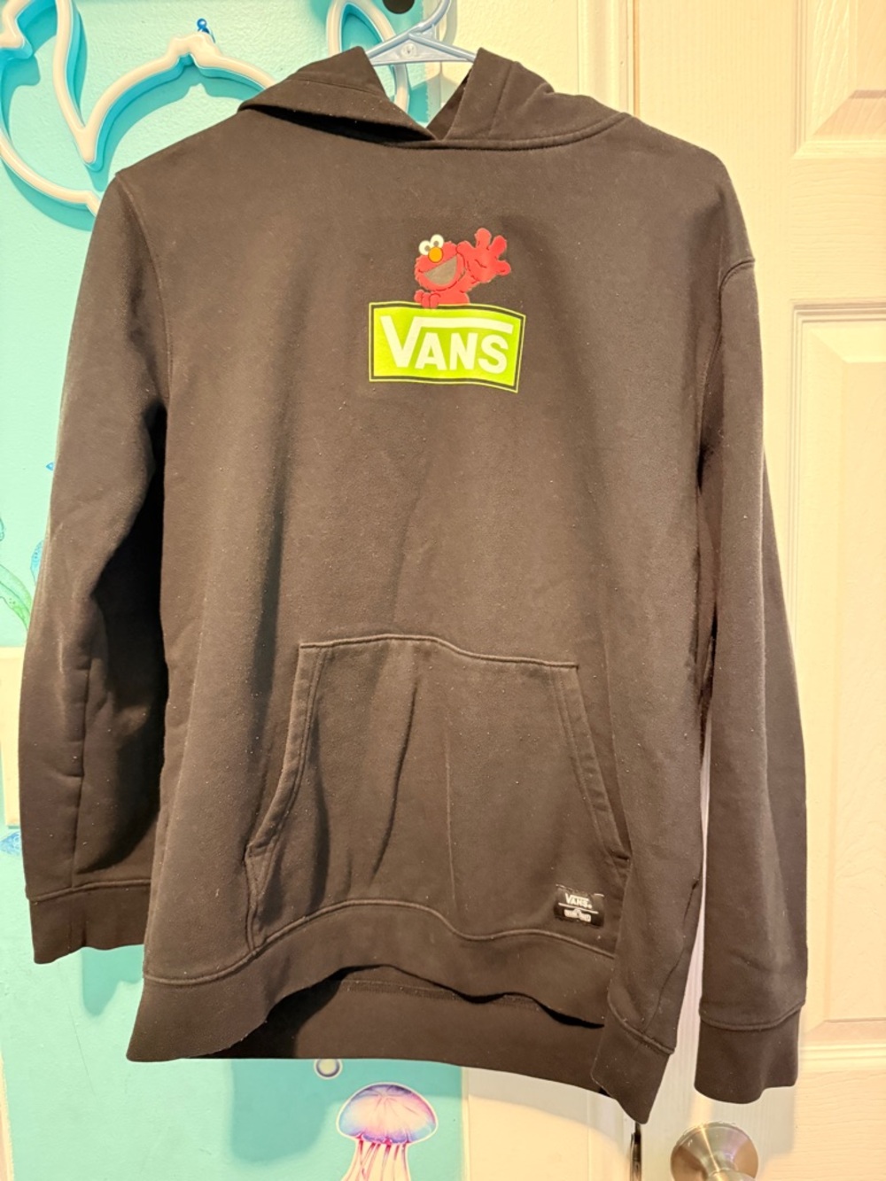 Vans Black Hoodie with Red Elmo and Lime Logo